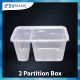 Compartment Food Containers - 2 Partition Box Pack of 50